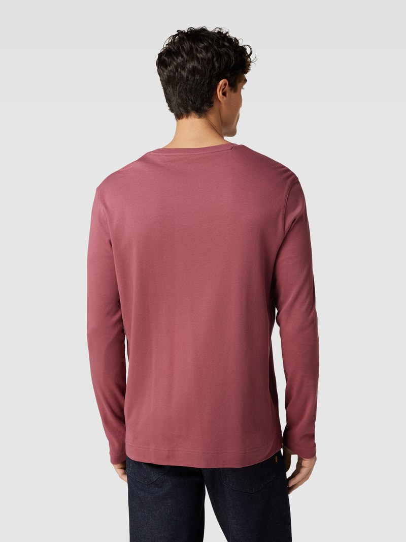Longsleeve mit geripptem Rundhalsausschnitt in metallic rosa