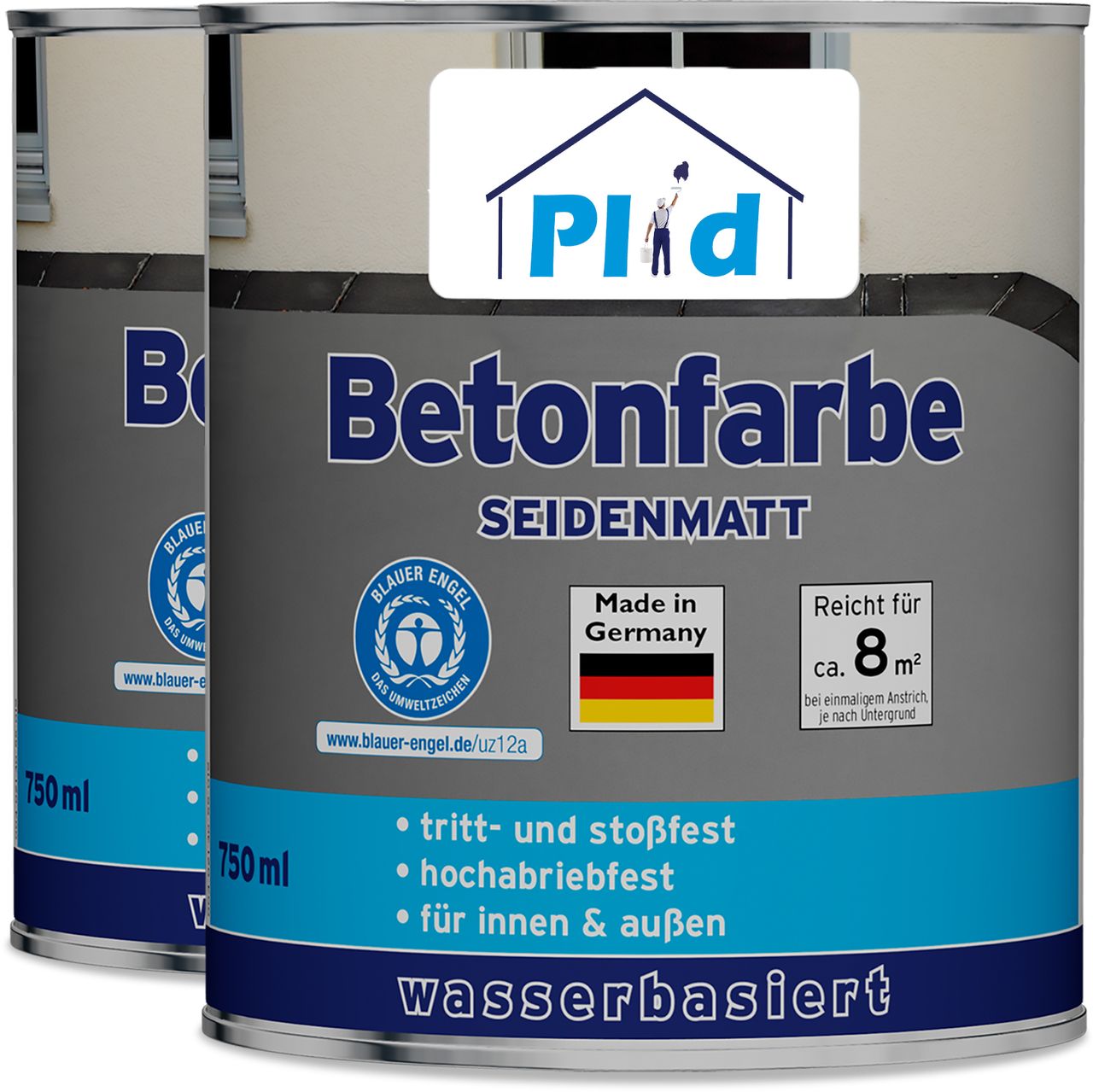Plid Premium Betonfarbe Bodenbeschichtung Bodenfarbe Sockelfarbe Kieselgrau