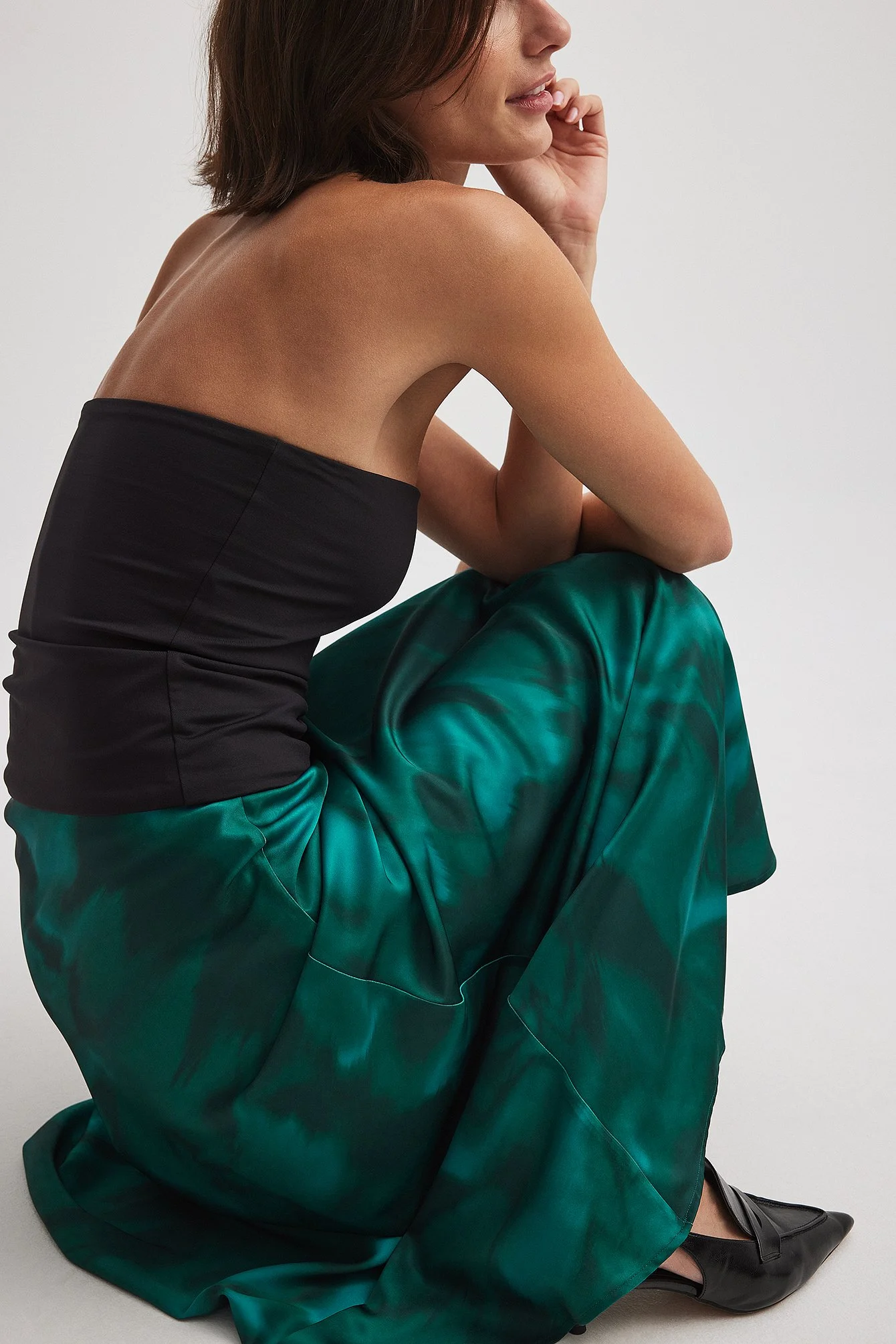 Maxirock aus Satin mit mittelhoher Taille