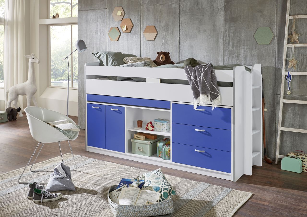 Relita Hochbett Bonny LF 90x200 cm, mit Regal, Schubladenelement und Schreibtisch