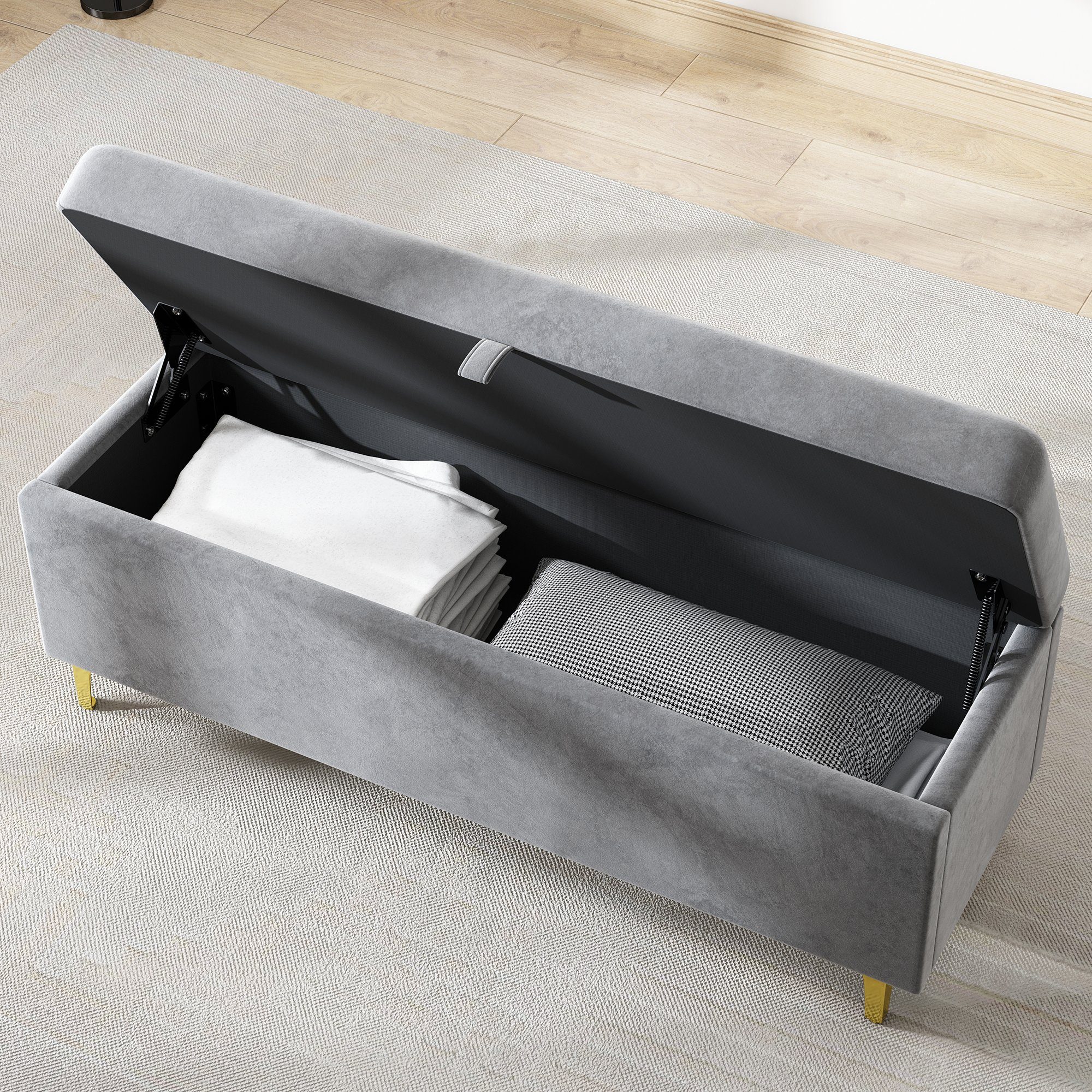 REDOM Polsterbett Polsterbett Polsterbank Doppelbett Bett mit Lattenrost ohne Matratze (grau, Samt, 119 x 42.5 x 48 cm), Gepolsterte Sitzbank, hochwertiges Samt