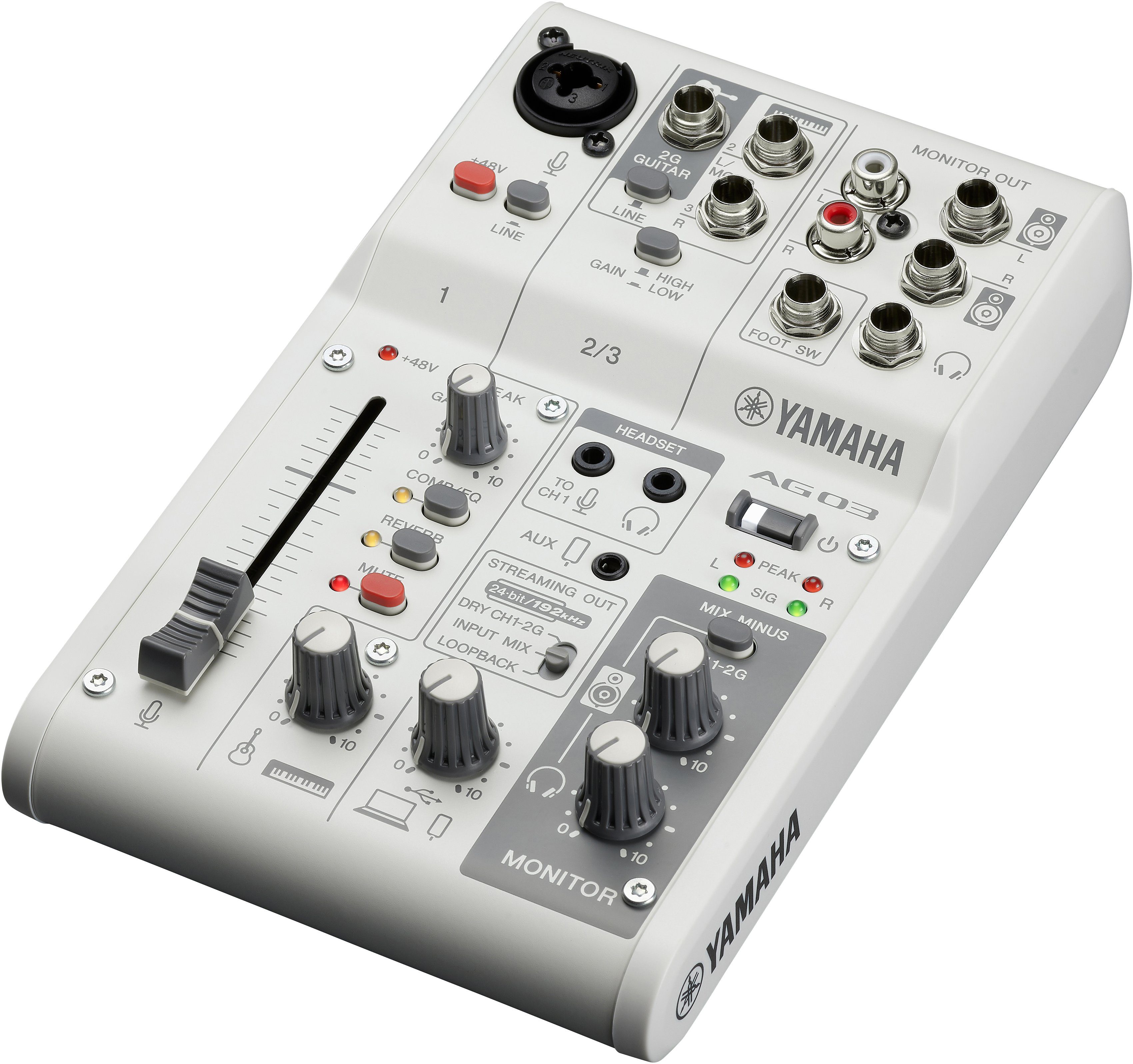 Yamaha Mischpult Livestreaming Set AG03MK2WSPK, Starterpaket mit AG Mixer, YCM01 Mikro und YH-MT1 Kopfhörer