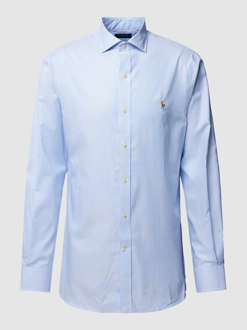Slim Fit Business-Hemd mit Label-Stitching in bleu