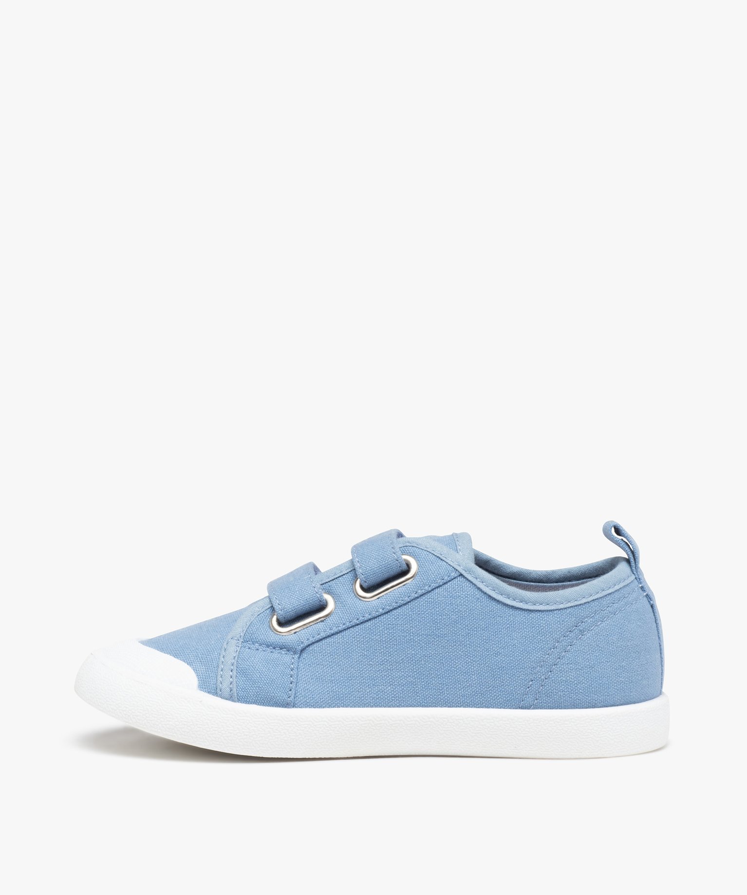 Baskets Garçon en toile unie à bout renforcé et scratchs bleu | GEMO