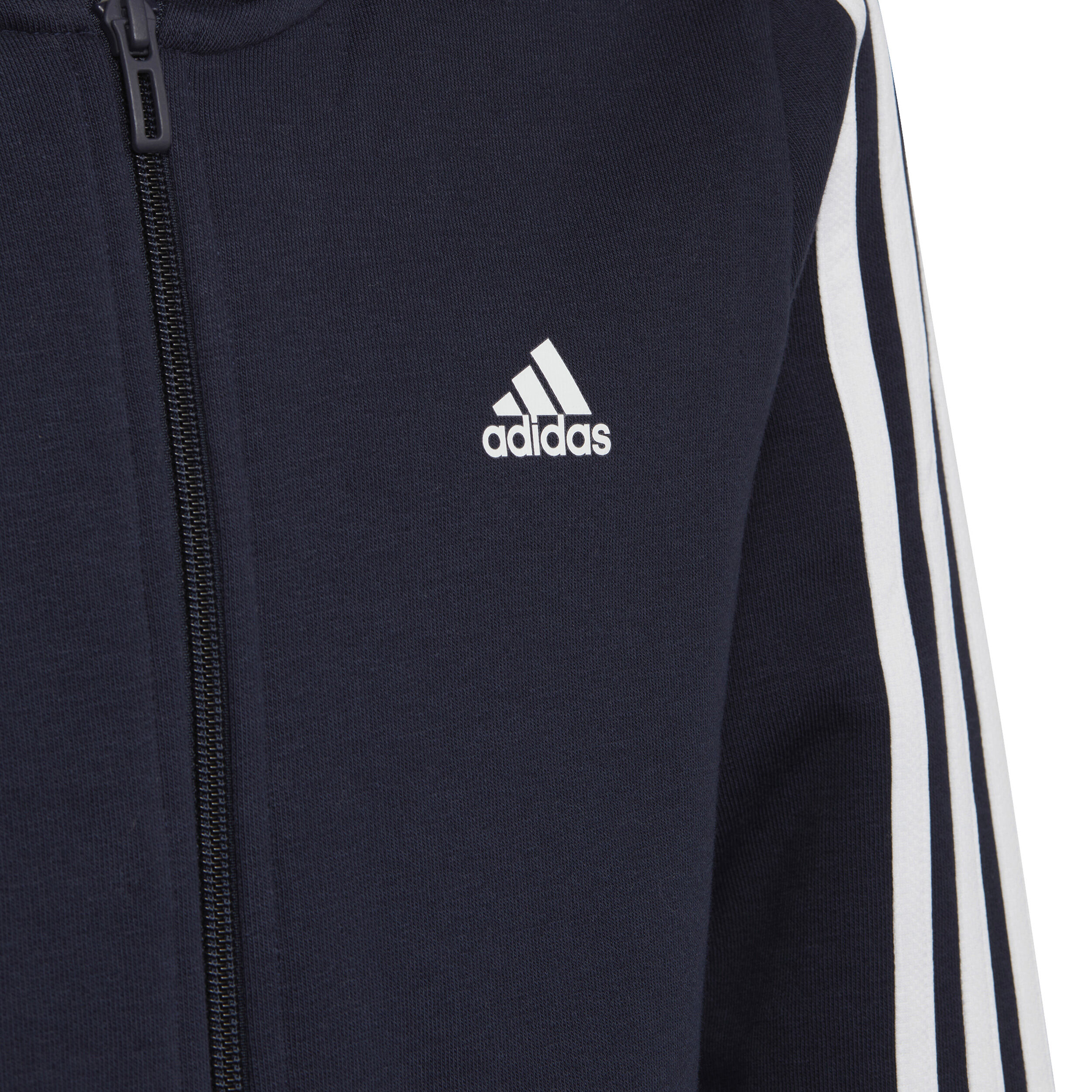 3-Stripes Fleece Full-Zip Sweatjacke Jungen - Dunkelblau, Weiß