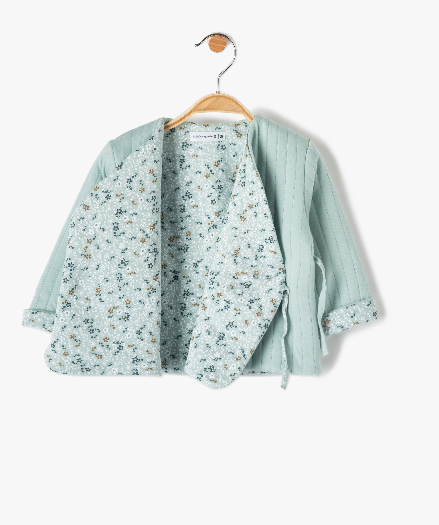 Gilet bébé matelassé fermeture cache-cur doublure fleur... vert | GEMO