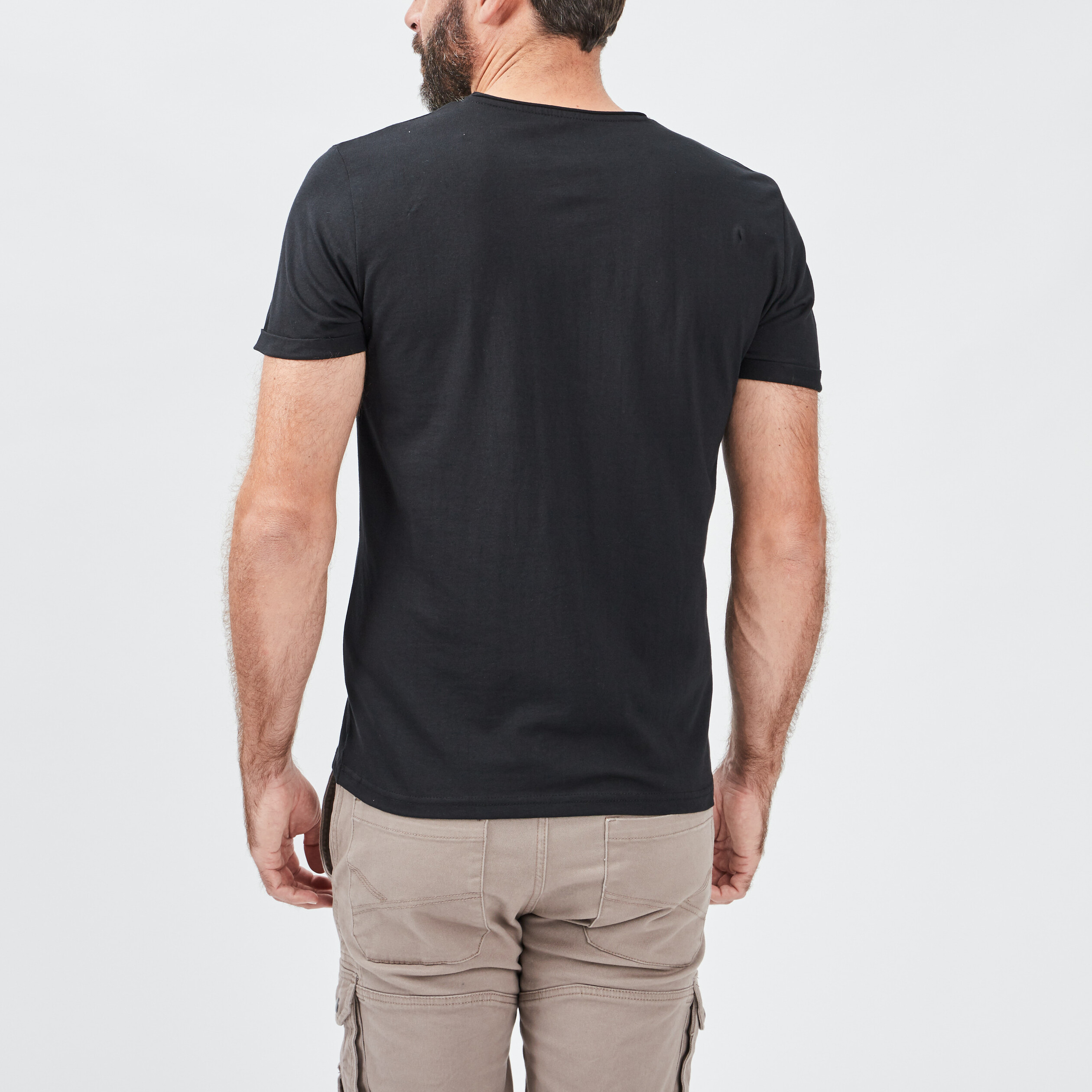 T-shirt col rond avec poche plaquée noir homme | La Halle