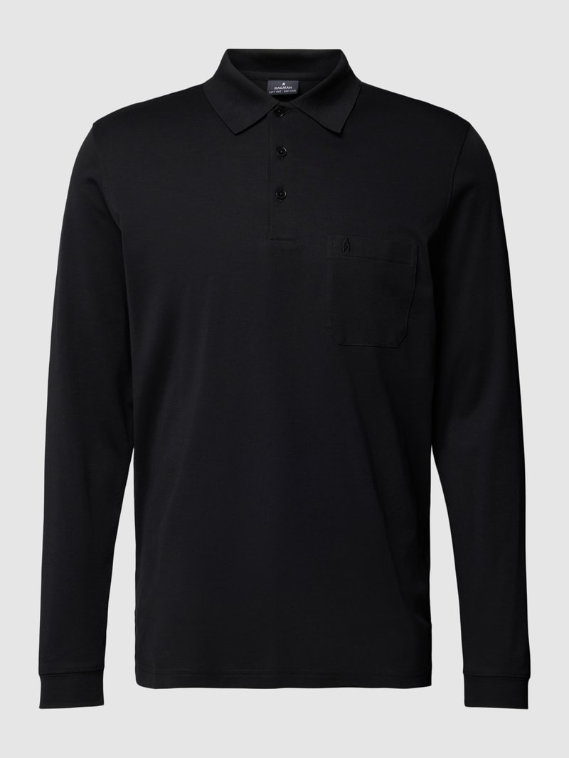 Poloshirt im langärmeligen Design in schwarz
