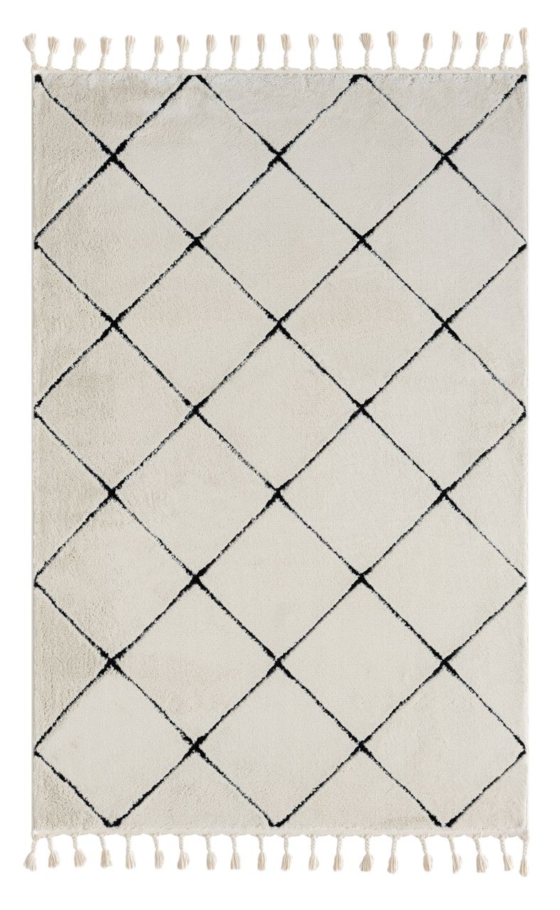 MyFlair Teppich Moroccan Divine, 140 cm x 200 cm, Farbe weiß, rechteckig, Florhöhe 19mm