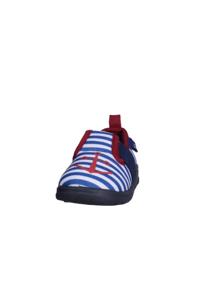 Playshoes Hausschuh maritim in Marine/weiß günstig kaufen