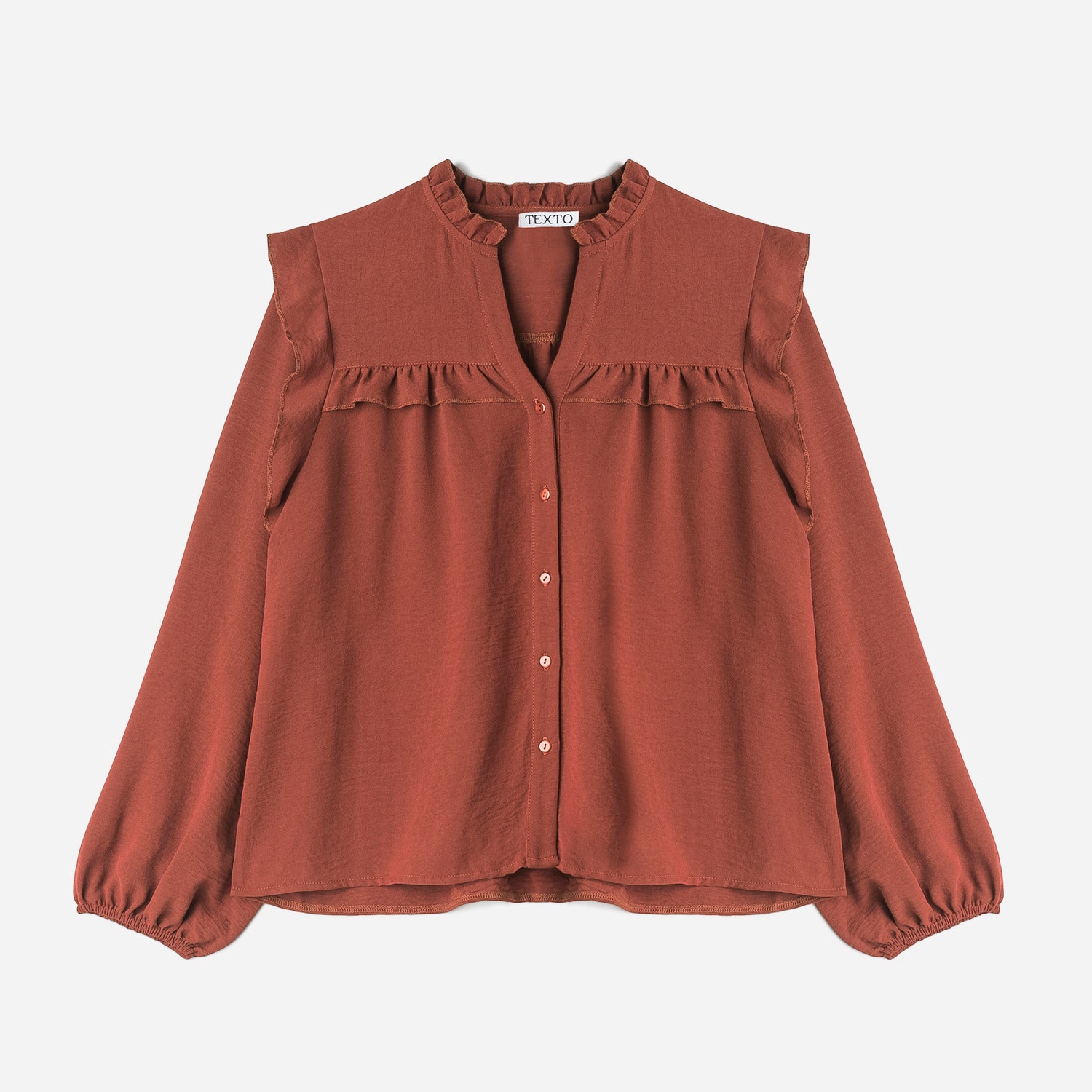 Chemise TEXTO terracotta à volants