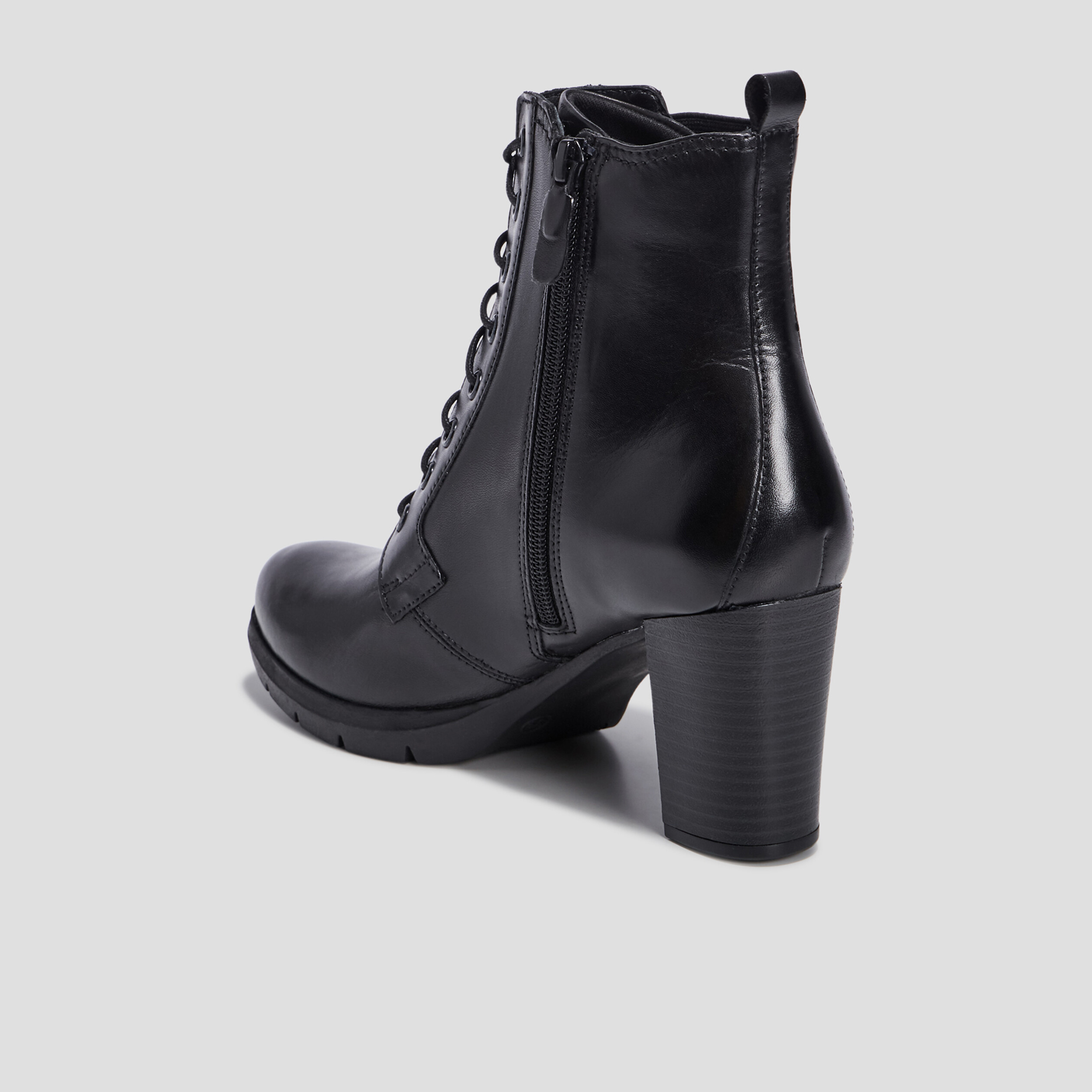 Bottines à talons en cuir noir femme | La Halle