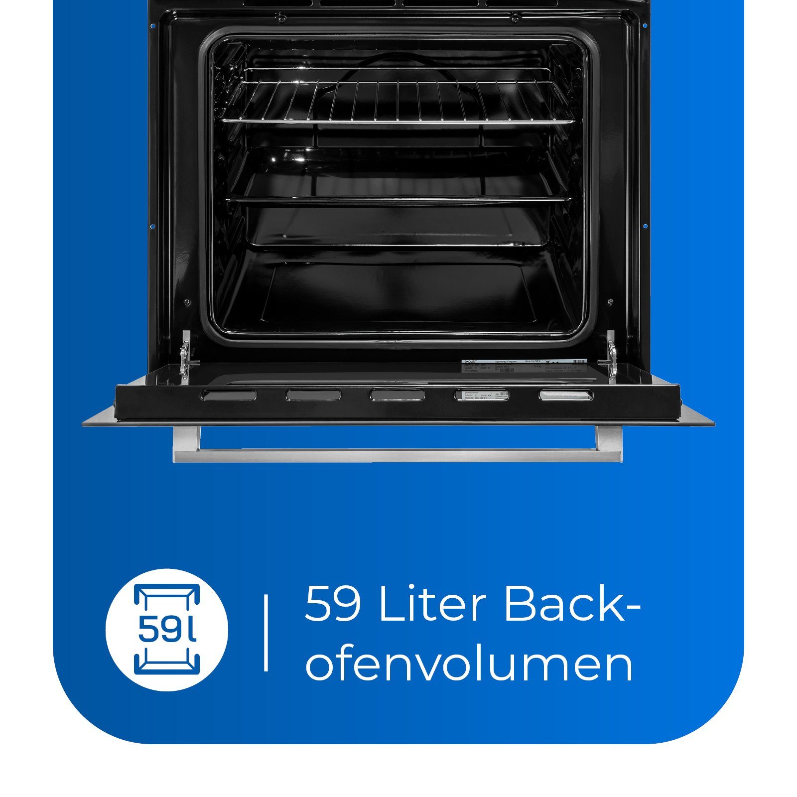 exquisit Backofen-Set EHE 146-2.1-Set, Glaskeramik-Kochfeld, 4 Kochzonen, 59 L