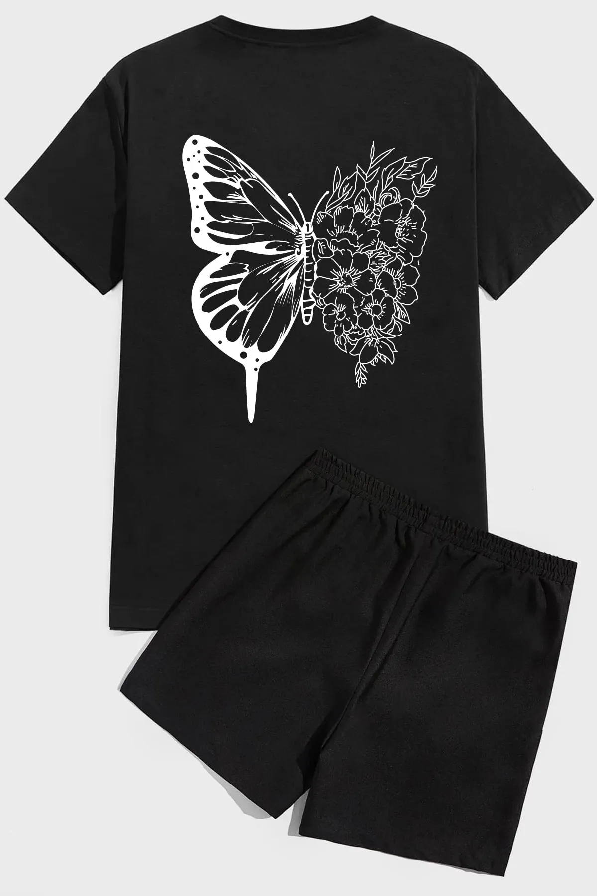 uyguntarz  Shorts-Set mit zeichnendem Schmetterlings-Print