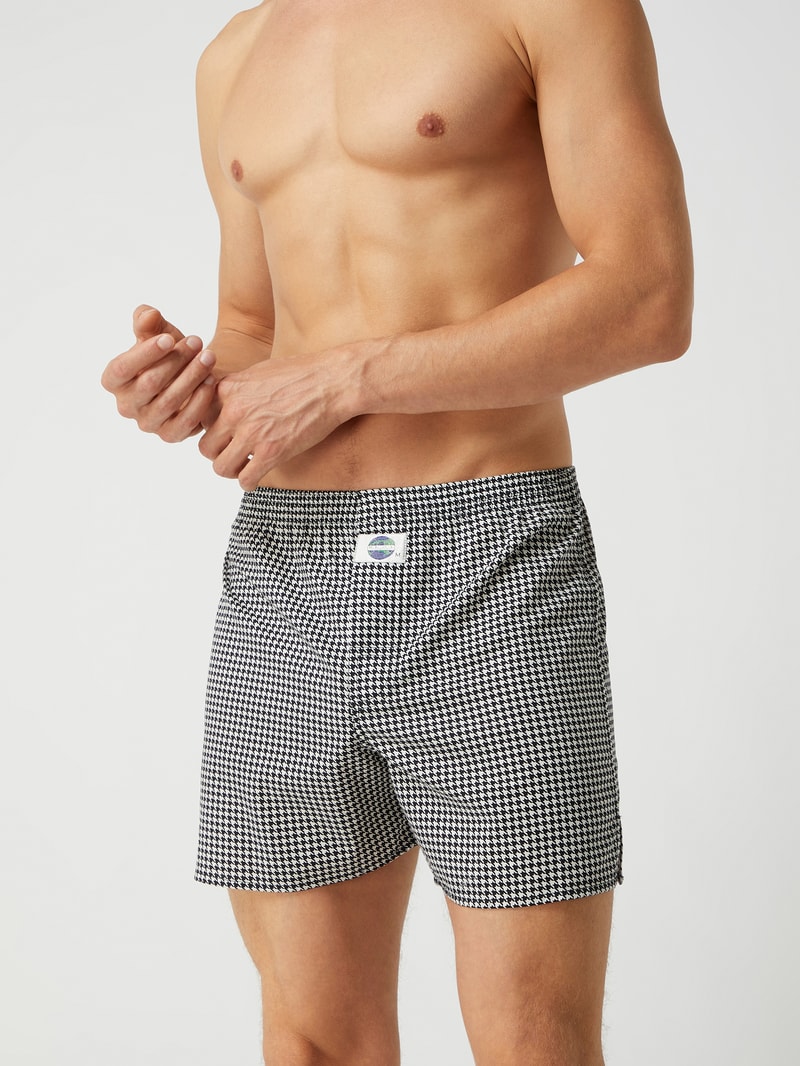 Boxershorts aus Baumwolle mit Hahnentritt-Dessin in schwarz