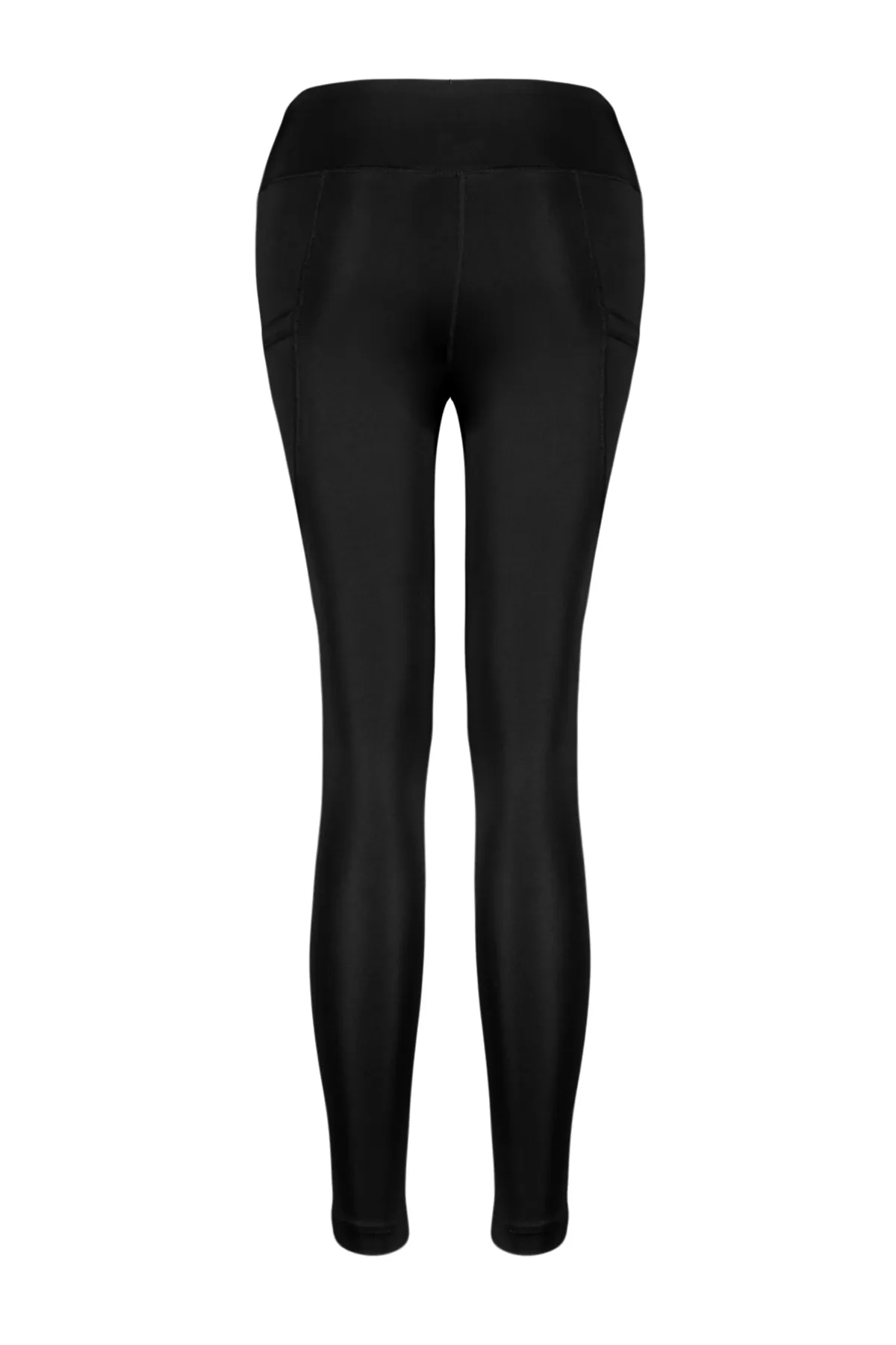 Trendyol Collection  Schwarze gestrickte Sport-Leggings in voller Länge mit doppelten Taschen und detaillierten Details THMSS24TY00029