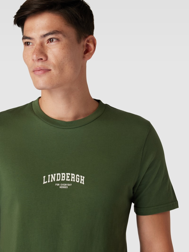 T-Shirt mit Label-Print und Rundhalsausschnitt in apfelgrün
