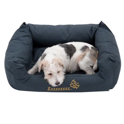Set: Hundebett Sleepy Time grey mit Kissen + Vetbed® Isobed SL Hundedecke Paw