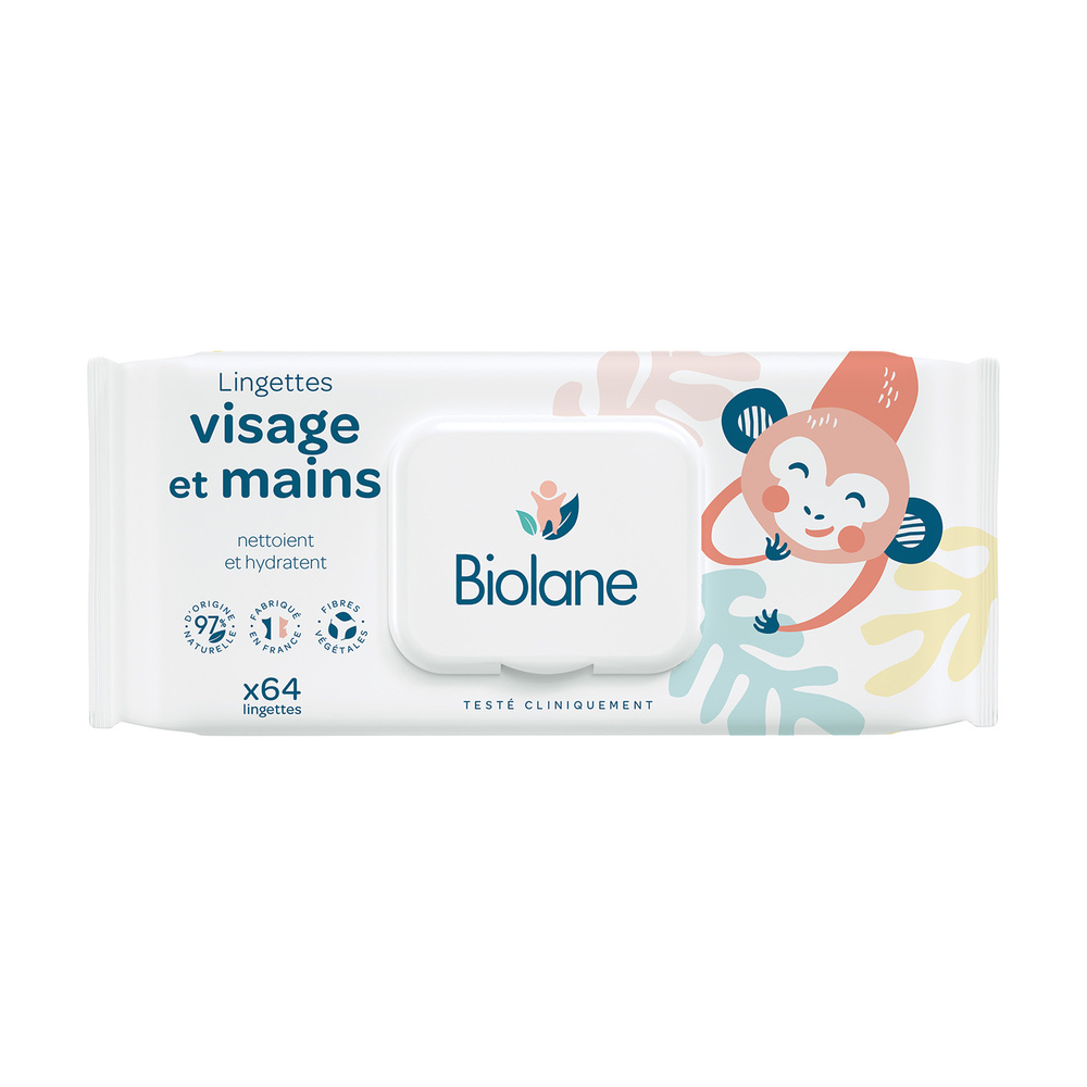 biolane Lingettes écologiques visage et mains X64 Lingettes