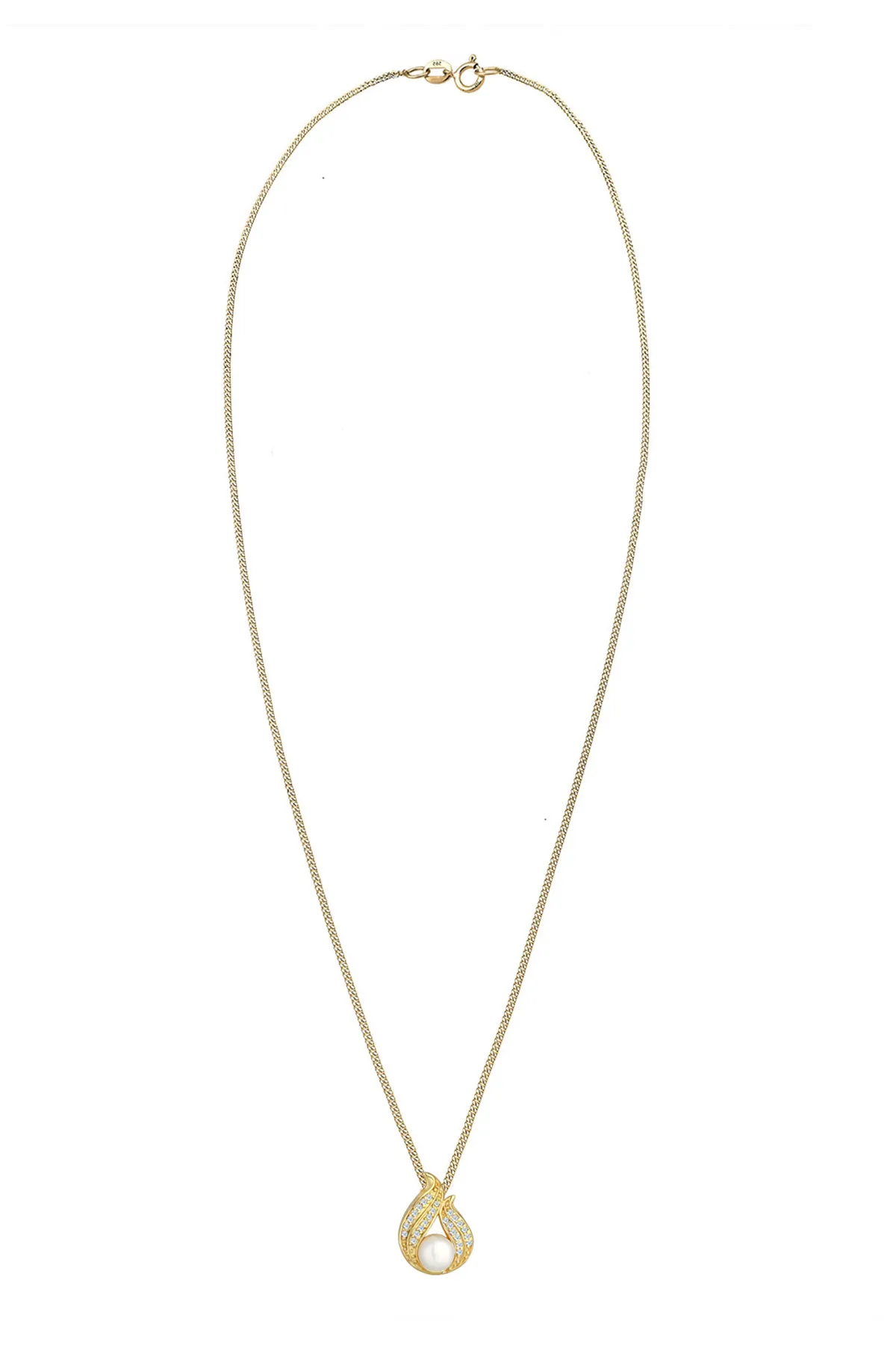 ELLI  Halskette Süßwasserzuchtperle Diamant (0,13ct) 585 Gelbgold
