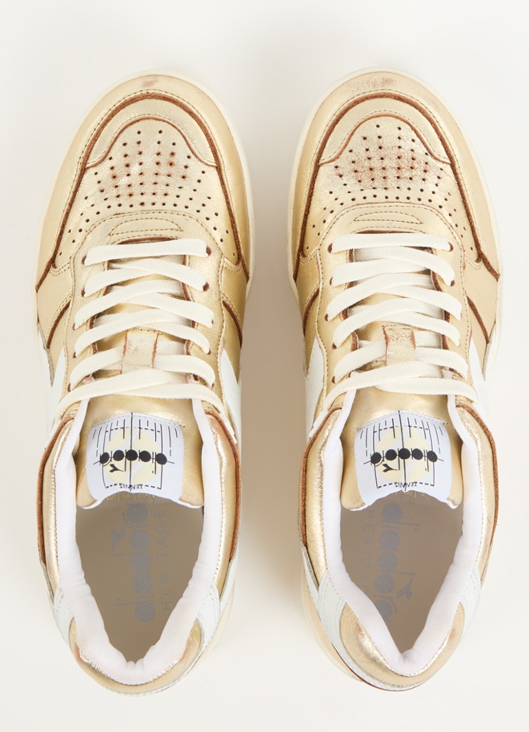 Diadora B.560 Lietotas ādas kedas ar metālisku apdari