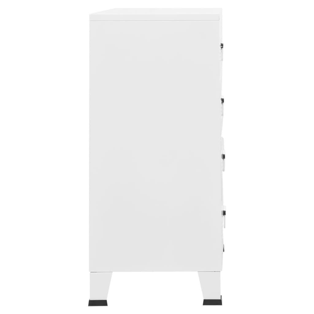 vidaXL Anrichte Industrial Kommode mit Schubladen Weiß 78x40x93 cm Metall
