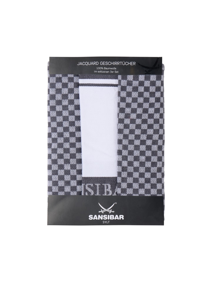 Sansibar 3-teiliges Set: Geschirrtuch Set in Anthrazit günstig kaufen 50x70 cm