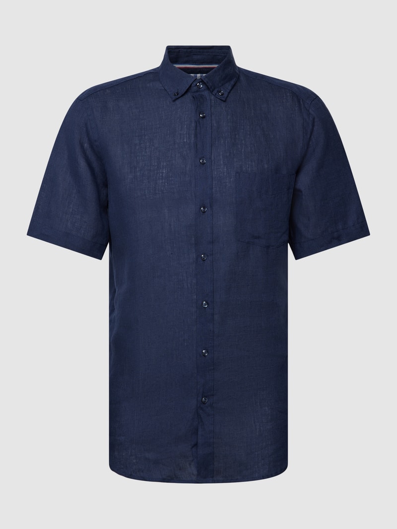 Freizeithemd mit Button-Down-Kragen in dunkelblau