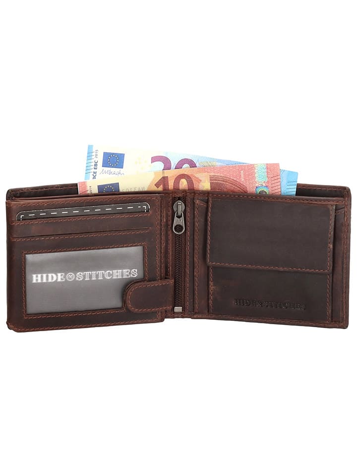 HIDE & STITCHES Leder-Geldbörse in Braun - (B)8 x (H)10 x (T)1,5 cm günstig kaufen onesize