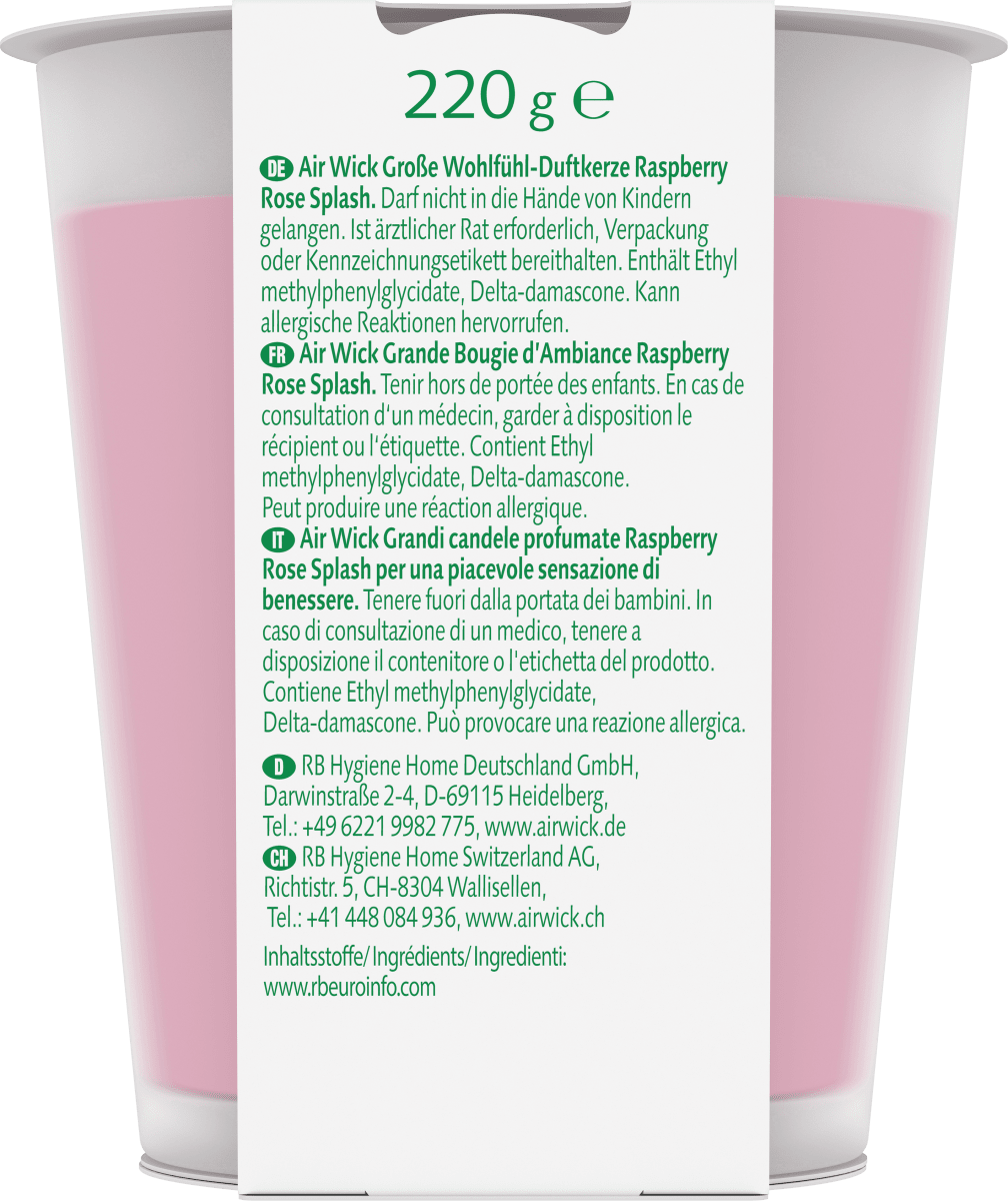 Duftkerze im Glas Raspberry Rose Splash 220g, 1 St