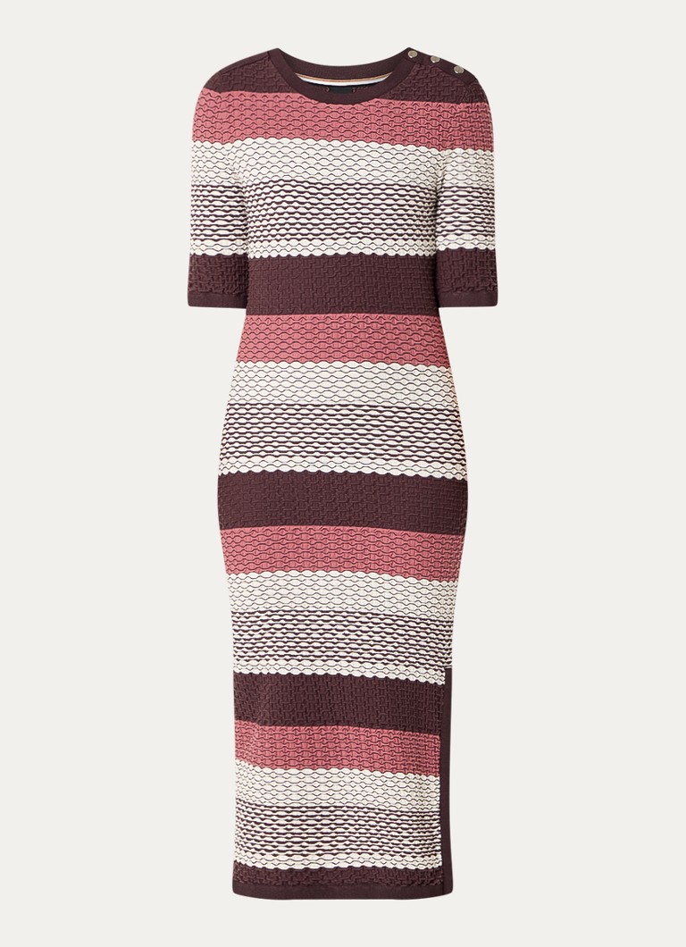 Robe midi Etenah de HUGO BOSS, imprimée à rayures et texturée