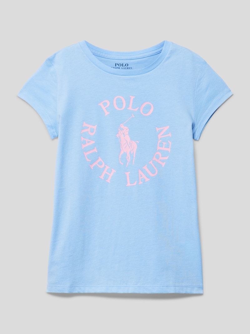 T-Shirt mit Label-Print in bleu