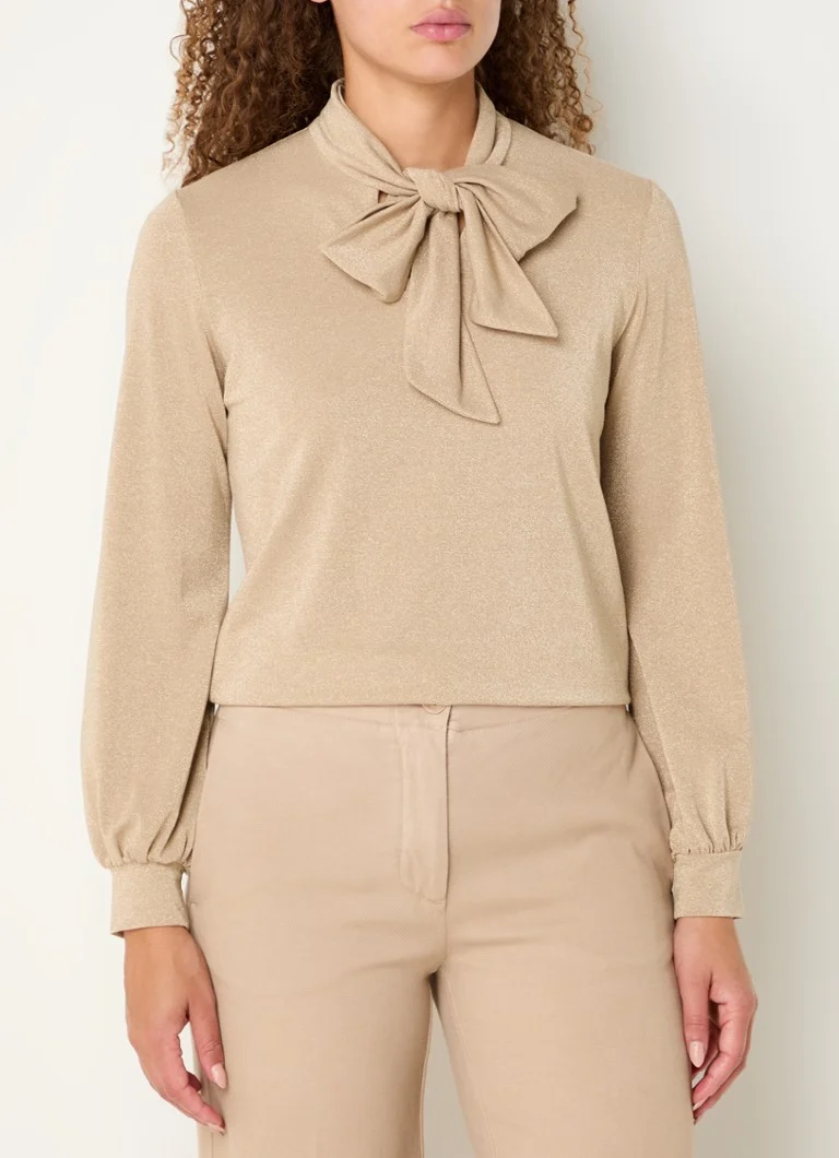 River Woods Top with lurex and bow collar