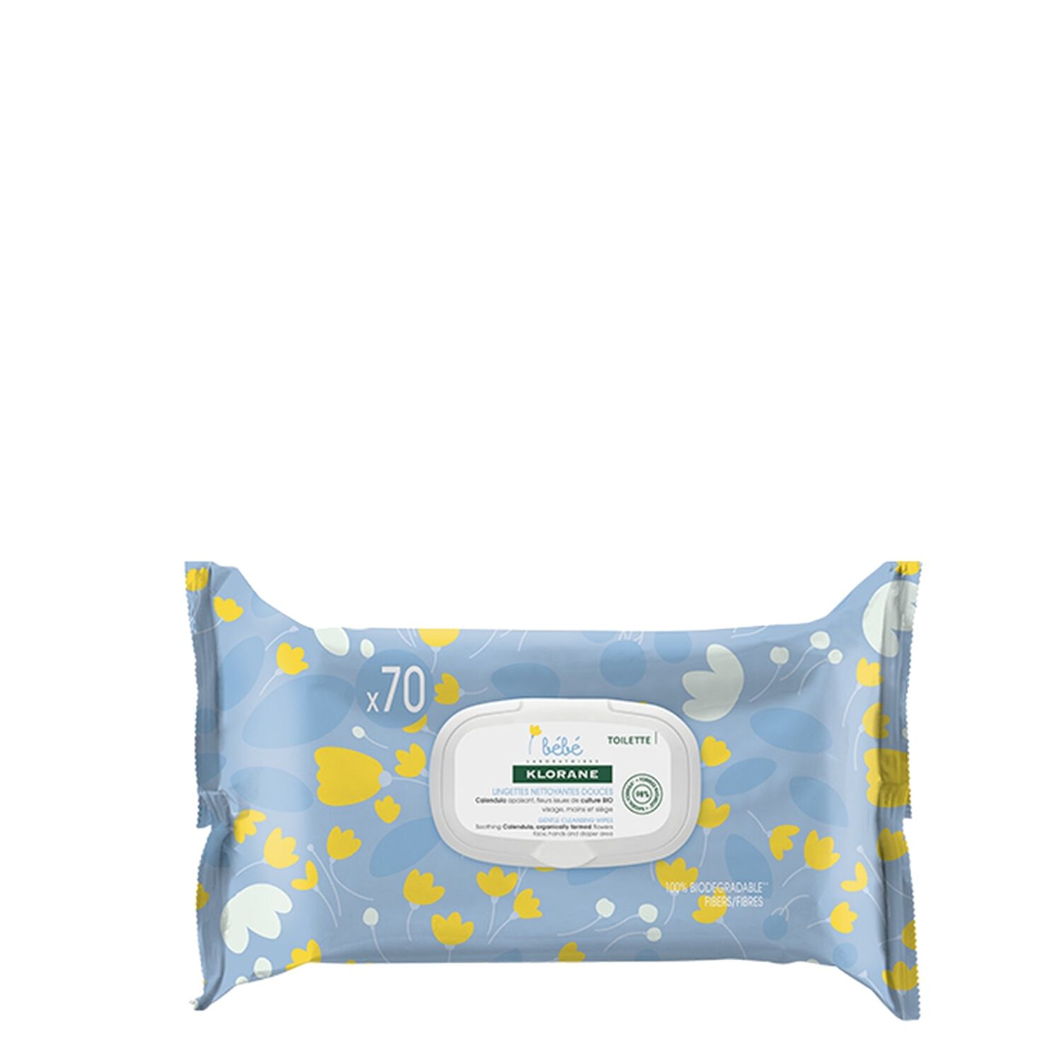 Klorane Lingettes Nettoyantes Bébé Calendula Apaisant - 70 lingettes