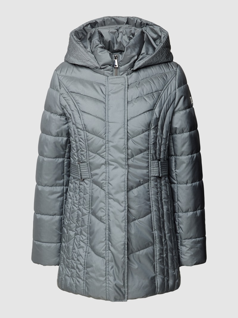 Steppjacke mit Taillengürtel in rauchblau