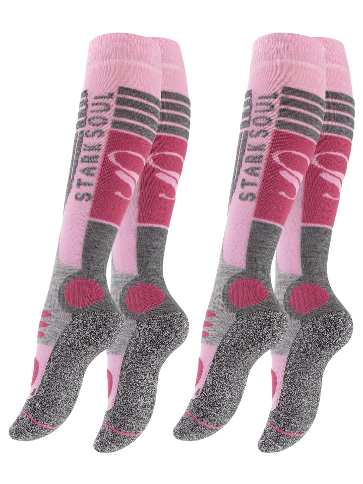 Stark Soul® Ski & Snowboard Socken 2 Paar, mit Spezialpolsterung in Altrosa/Grau günstig kaufen