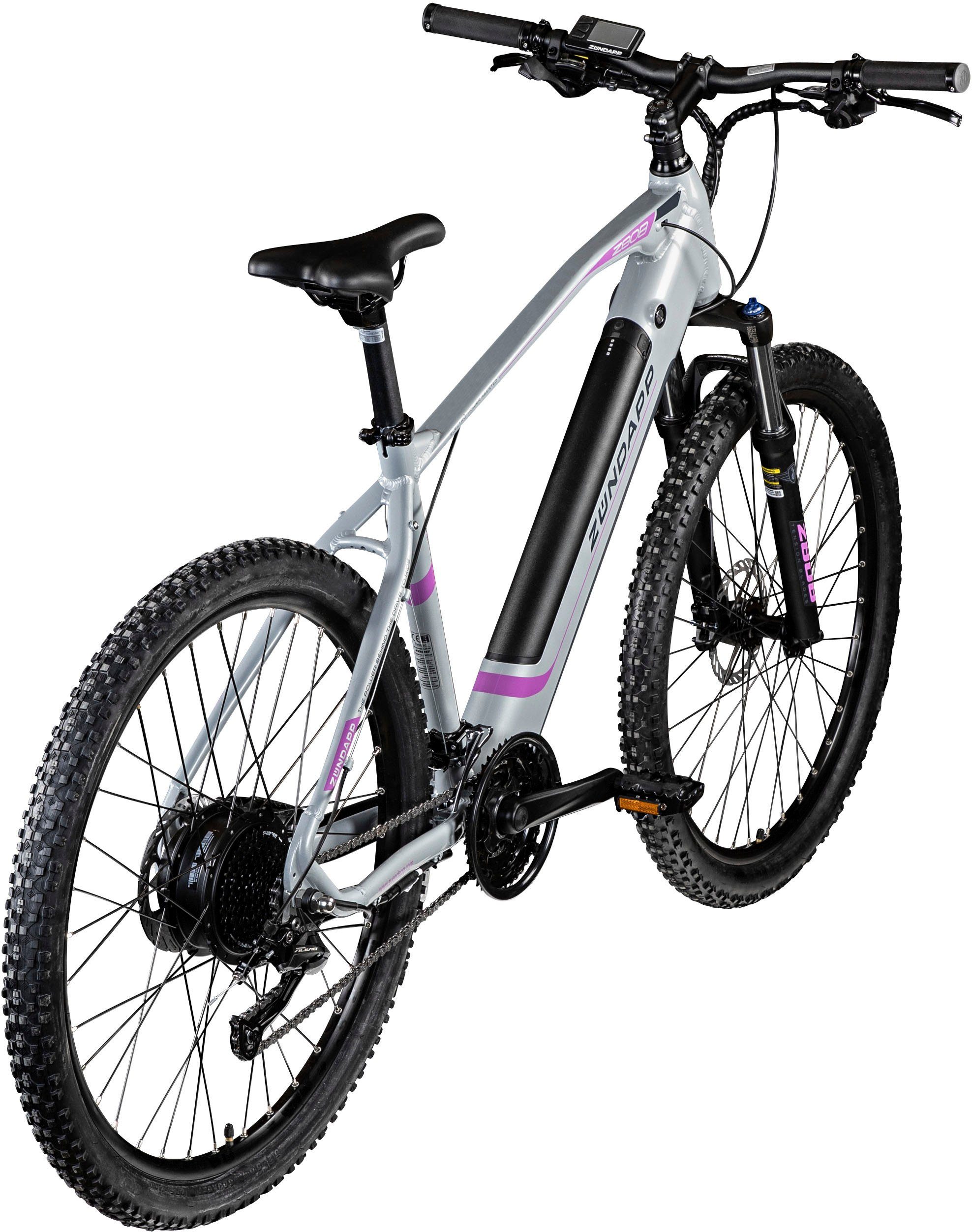 Zündapp E-Bike Z808, 24 Gang Alivio Schaltwerk, Kettenschaltung, Heckmotor, 504 Wh Akku