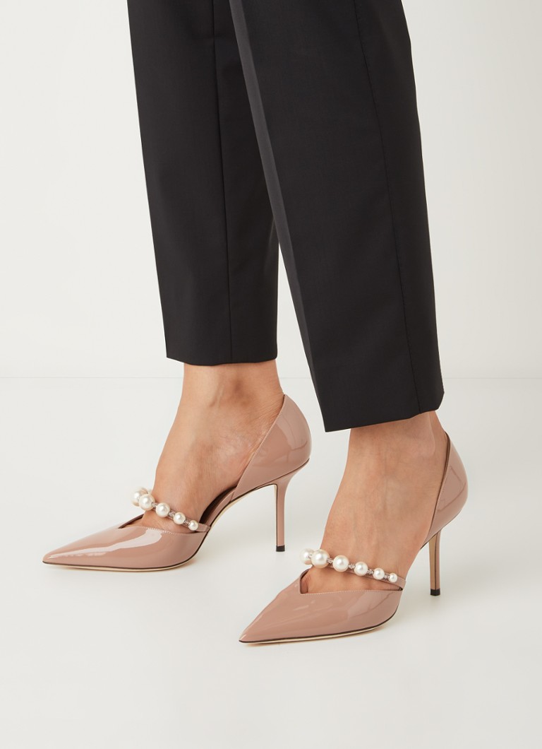 Jimmy Choo Aurelie patent leather sandalette with crystal