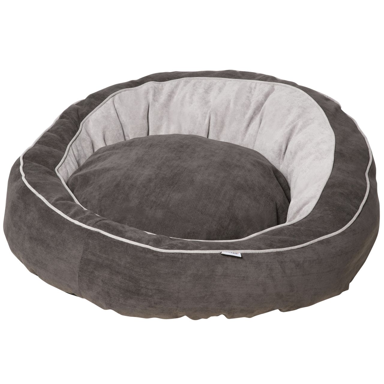 PawHut Hundebett Hundematte Hundekissen Hundematratze rundes Tierbett Hundesofa Haustierbett für Hunde Katzen Leinenartiges Polyester Dunkelgrau Creamweiß 85 x 85 x 35 cm
