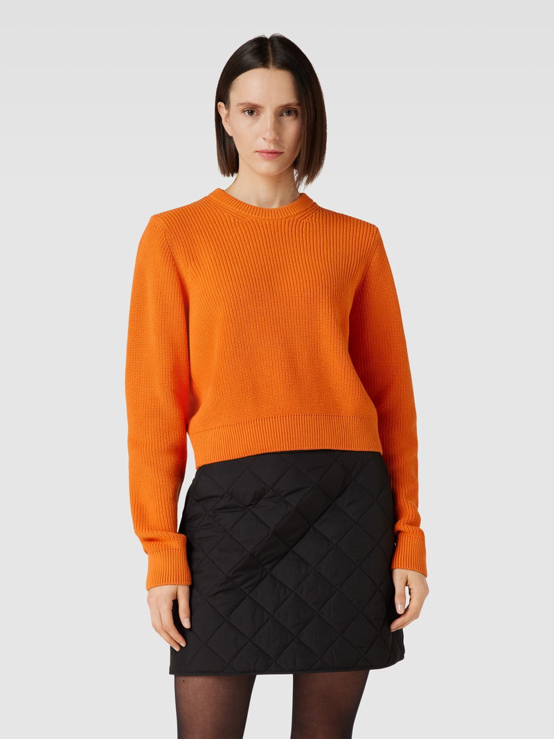 Strickpullover mit Rundhalsausschnitt in orange
