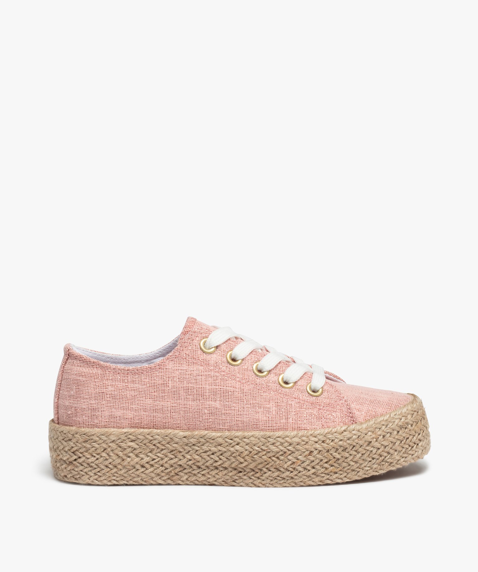 Tennis fille en toile à semelle plateforme en cordelette rose | GEMO