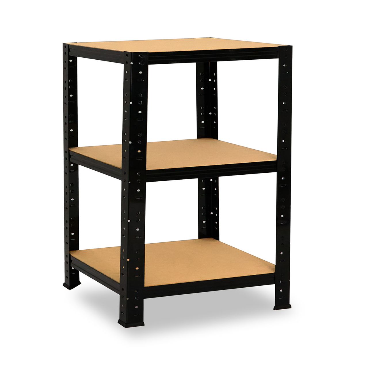 Shelfplaza BLACK 90x60x60cm Schwerlastregal in schwarz mit 3 Böden