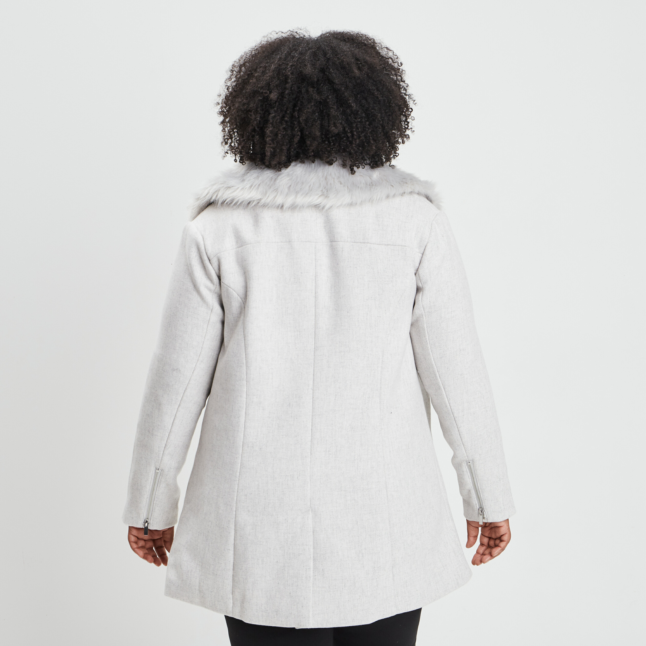 Manteau droit mi-long gris femme grande taille | La Halle