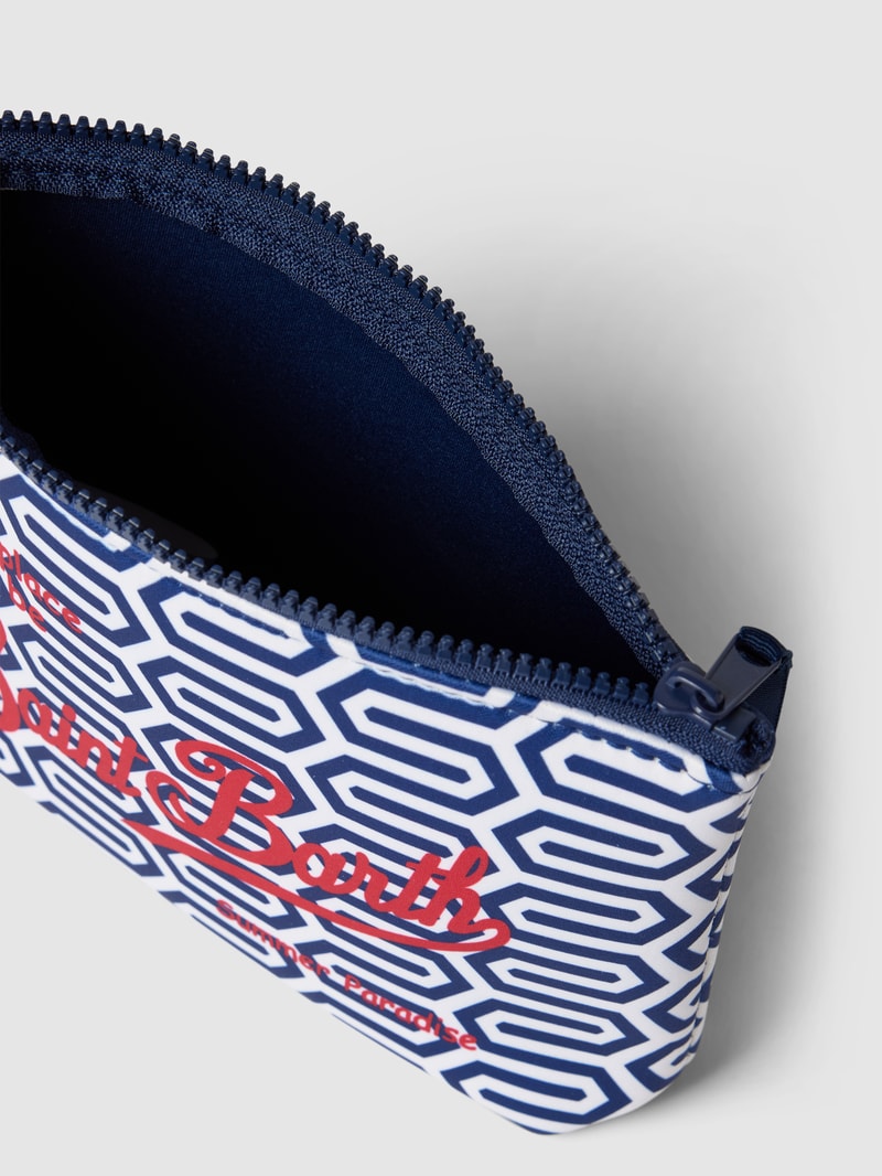 Kulturtasche mit Allover-Muster Modell 'ALINE SPONGE' in marineblau