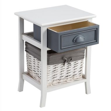 CARO-Möbel Nachtkommode FLORENZ, Nachttisch Nachtschrank Kommode in weiß 1 Schublade Landhaus Vintage L