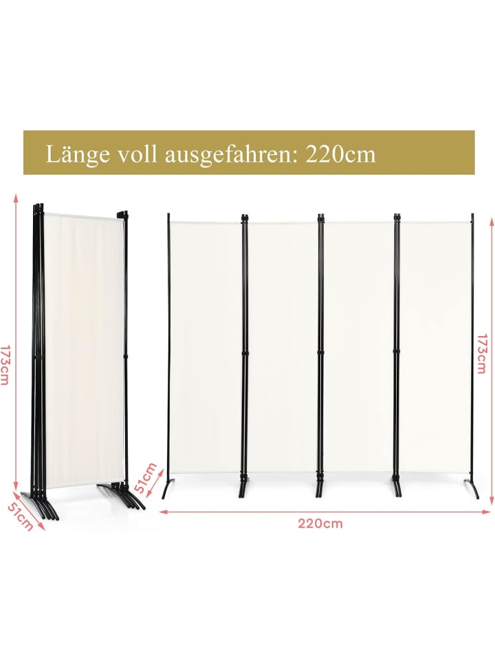 COSTWAY 4 tlg. Raumteiler 173cm in Beige günstig kaufen 220 cm