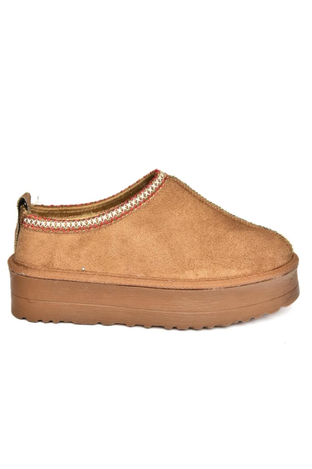 Fox Shoes  R612047302 Damen-Hausschuhe aus hellbraunem Wildleder mit pelziger Innenseite und dicker Sohle
