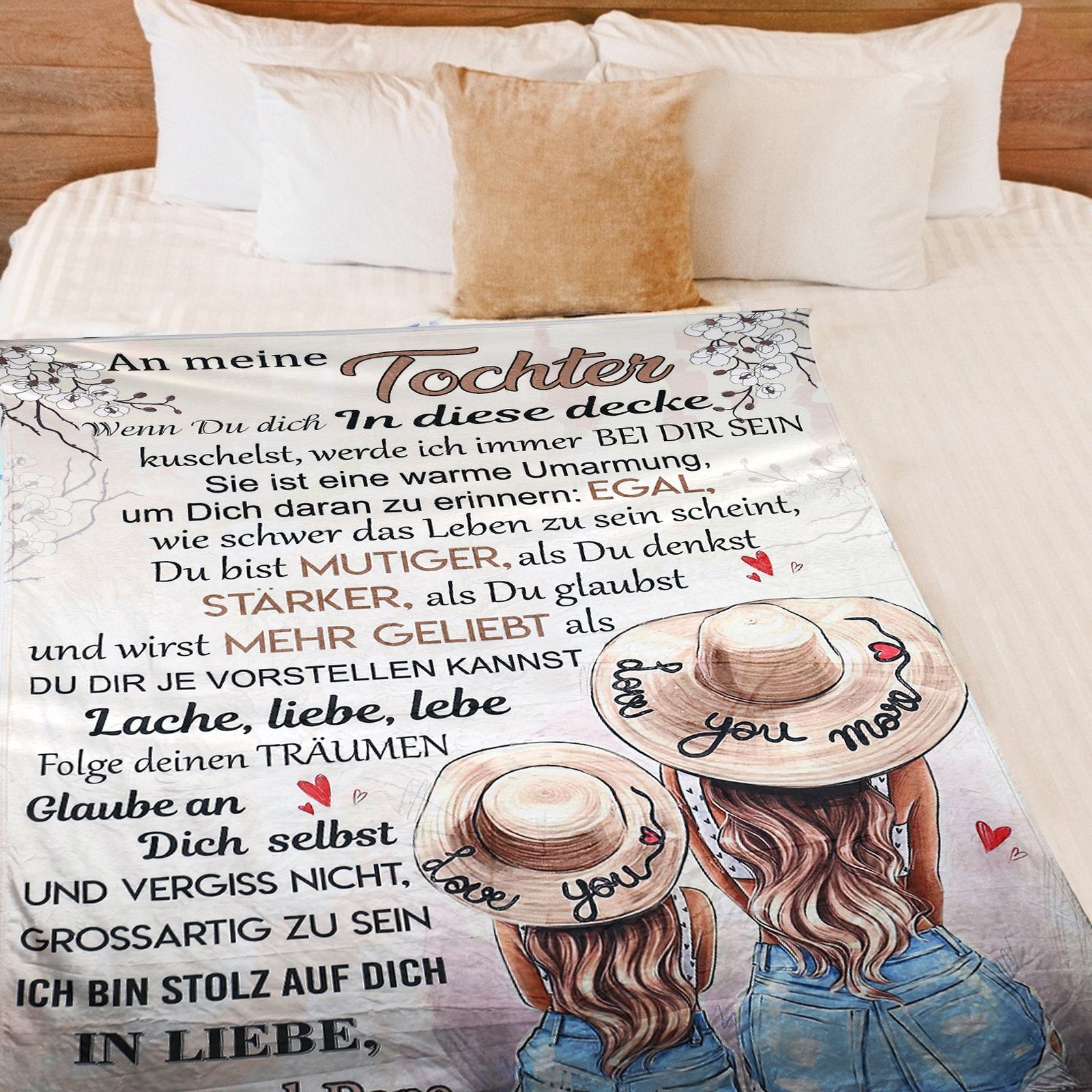 Einschlagdecke Personalisierte Kuscheldecke An unsere Tochter von Eltern( 150*200cm), TWSOUL