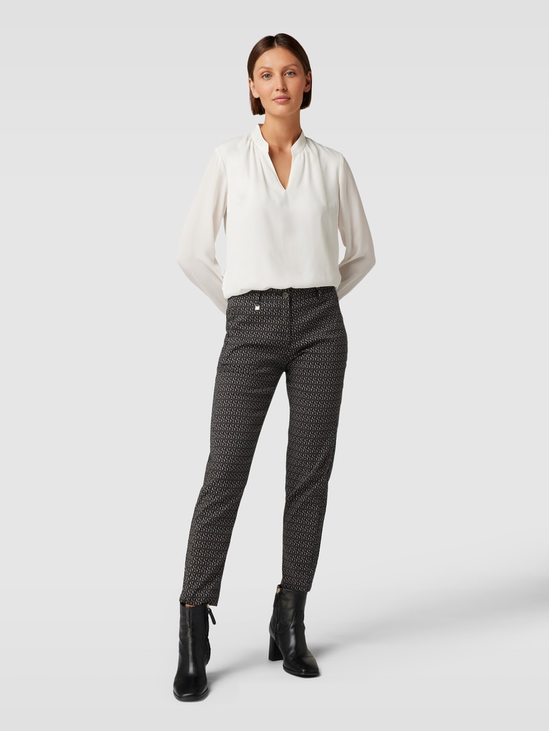 Stoffhose in verkürztem Design mit Allover-Muster in olivgrün