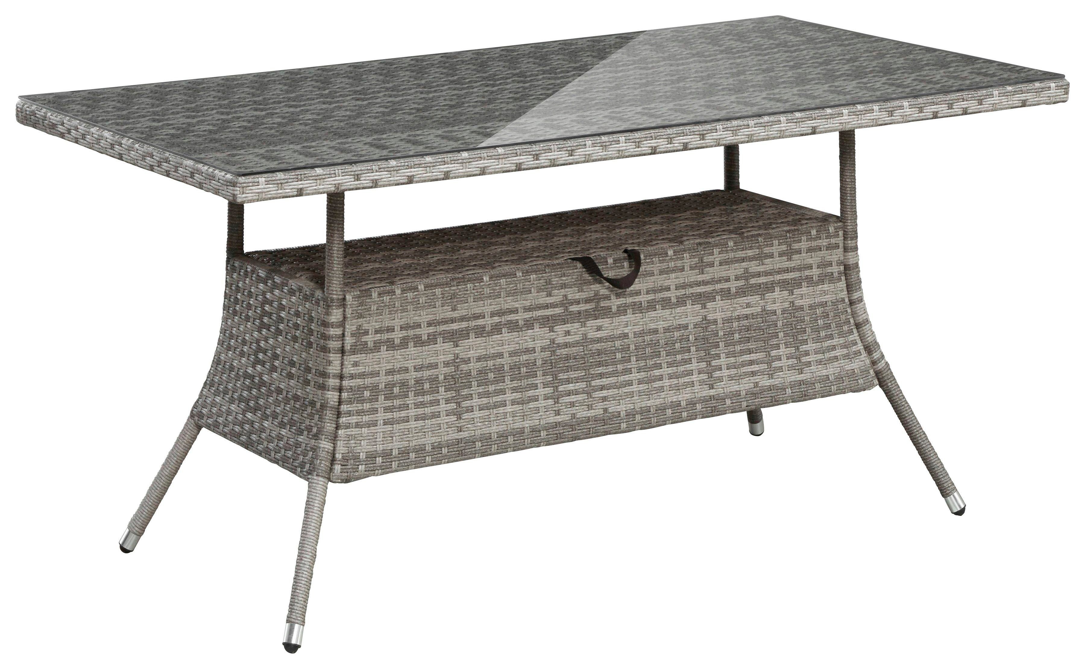 KONIFERA Garten-Essgruppe Belluno, (13-tlg), 6 Sessel, Tisch 150x80 cm, Polyrattan